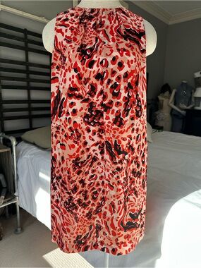 H&M Coral and Beige Patterned Dress, size 10